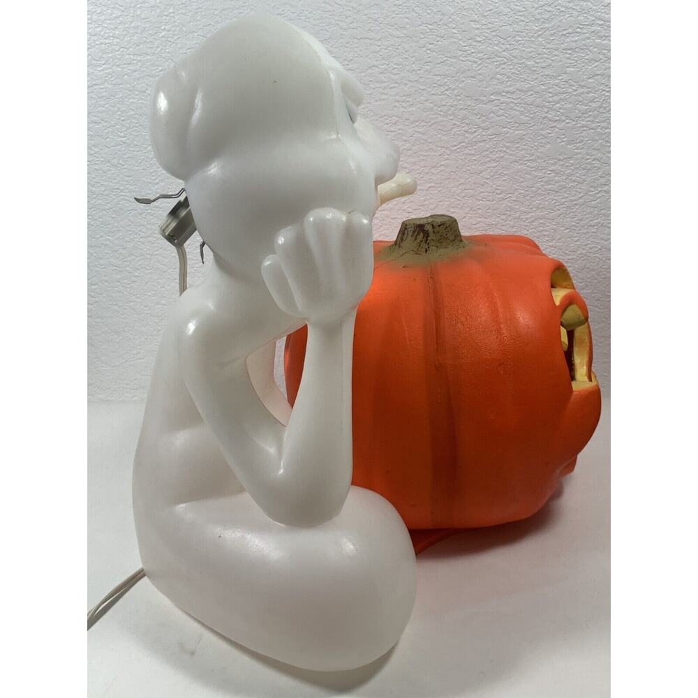 Vintage Seasons by Zanders Ghost Pumpkin Halloween 14" Plastic Blow Mold Light - Picture 7 of 10